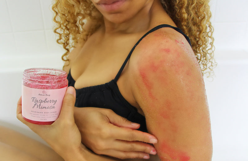 Dry Skin AHA Body Scrub - Raspberry Mimosa - Bellavana Beauty