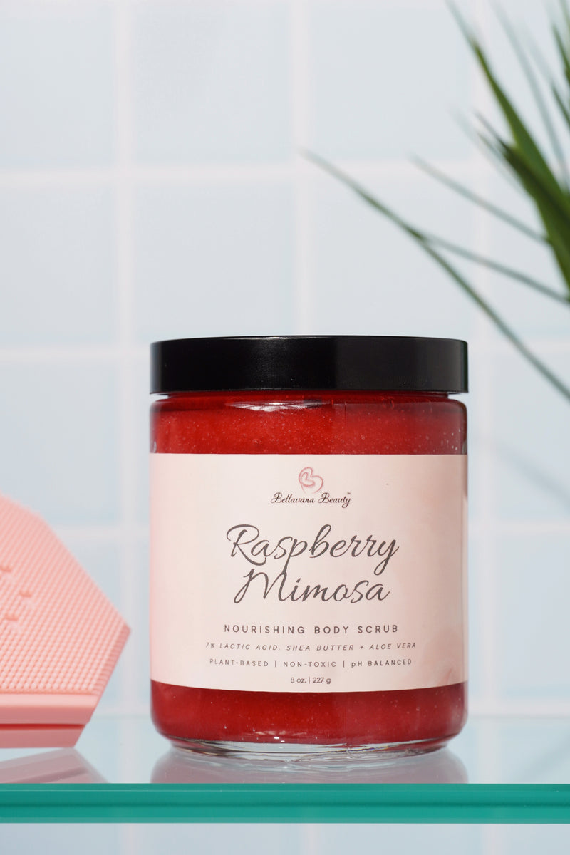 Dry Skin AHA Body Scrub - Raspberry Mimosa - Bellavana Beauty