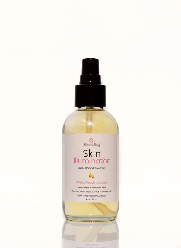 Skin Illuminator Bath, Body & Shave Oil - White Peach Jasmine - Bellavana Beauty